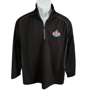 Amoco Gas Station, Amoco Oil, Black 1/4 Zip Pullover, Large, Retro, Workwear